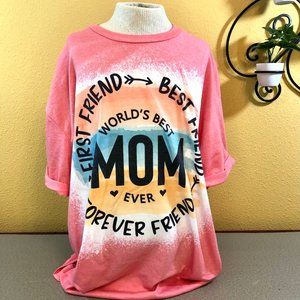 NEW ADULT UNISEX XLARGE Tee "World's Best Mom" Bleached & Sublimated